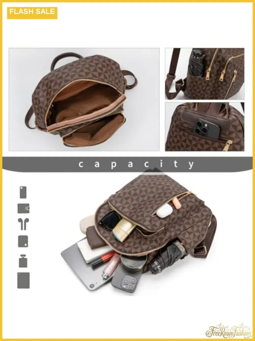 PU Leather Women's Anti-Theft Laptop Backpack Purse Convertible Travel